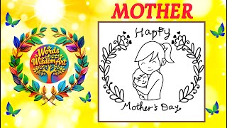 Mother Drawing & poem acrostic mother full form greetings card message love you mom #wordswisdomart