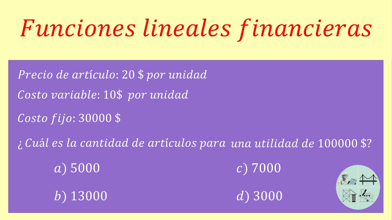 Calculo 1A - Funciones Lineales Financieras - Ingreso, costo y utilidad