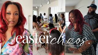 a very realistic easter sunday 🧺✨ (running late, hair drama & soul food)