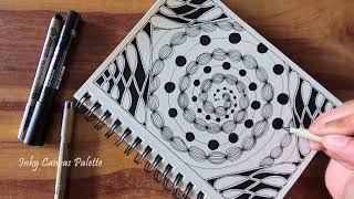 Easy Zentangle Corner Loop Pattern Art 🎨 Full Tutorial