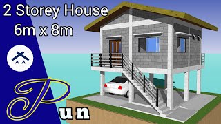 Small House Design With Garage 6x8 Meter