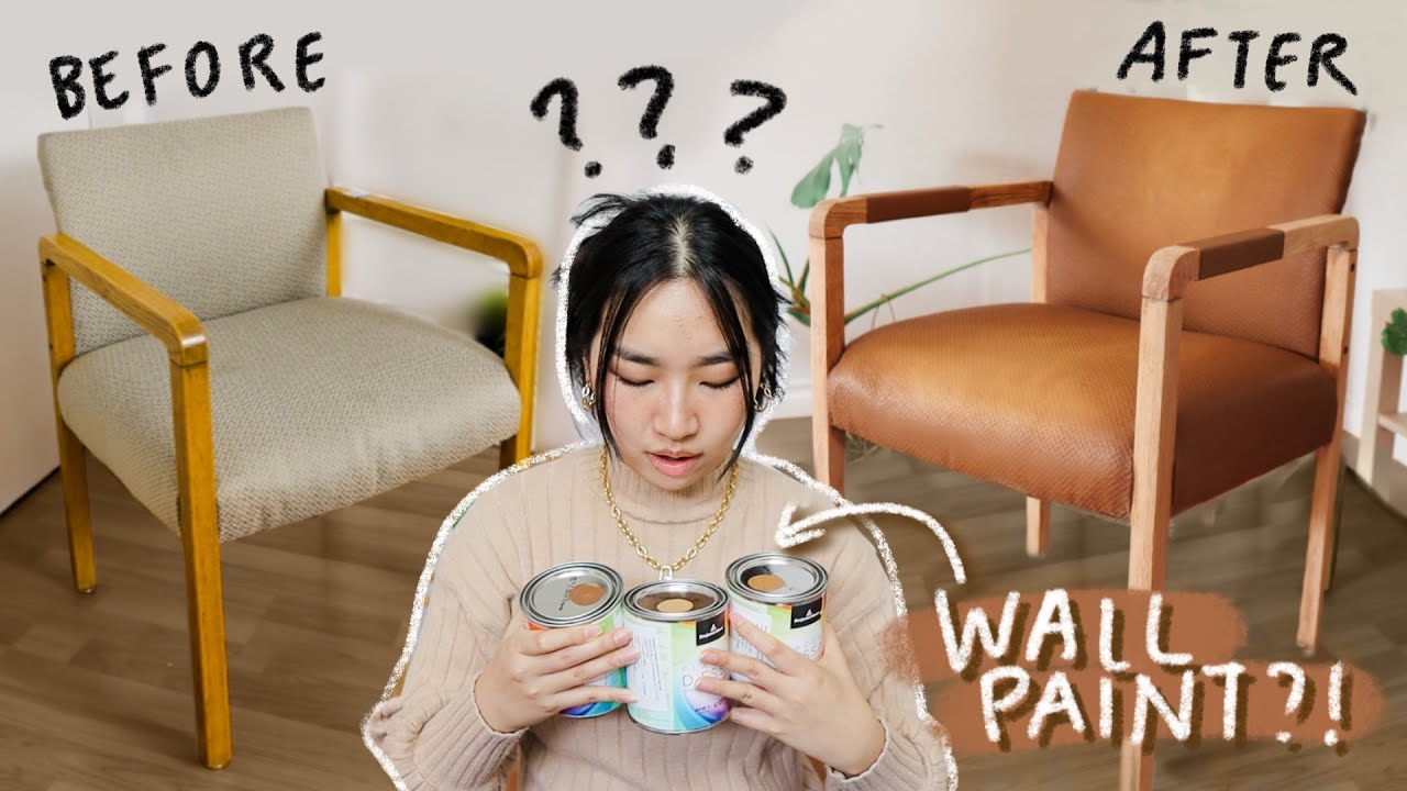 Thrift Flip 🪑 Painting Fabric Chair to look LEATHER?! JENerationDIY