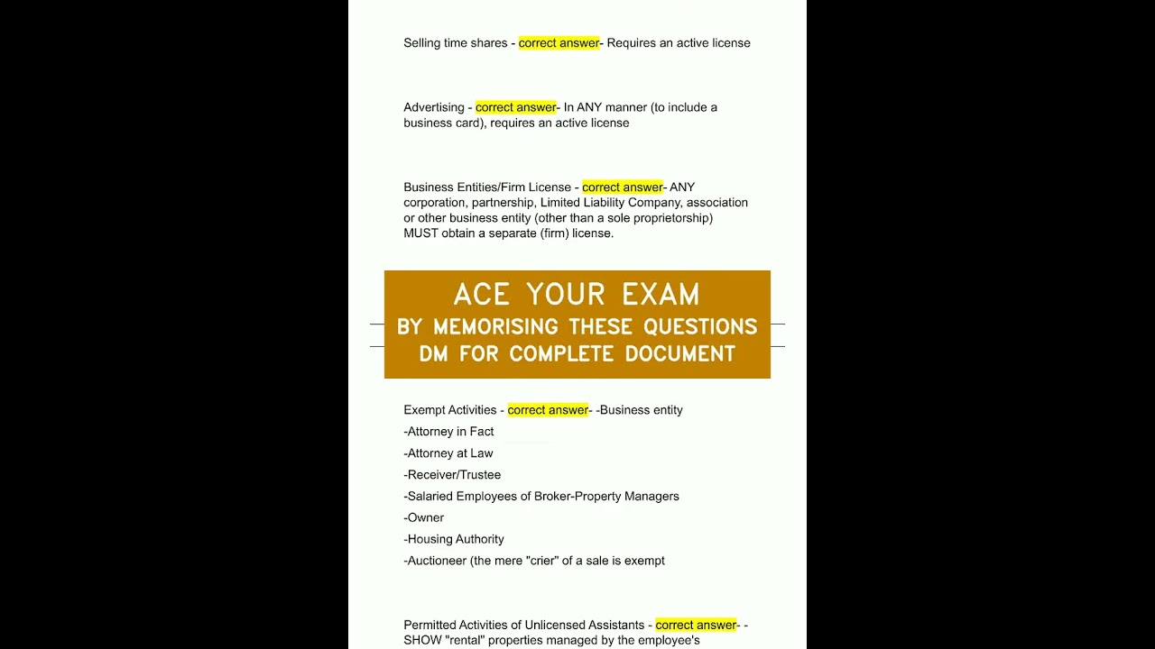 NC REAL ESTATE EXAM STATE PORTION QUESTIONS AND ANSWERS 2025544 video