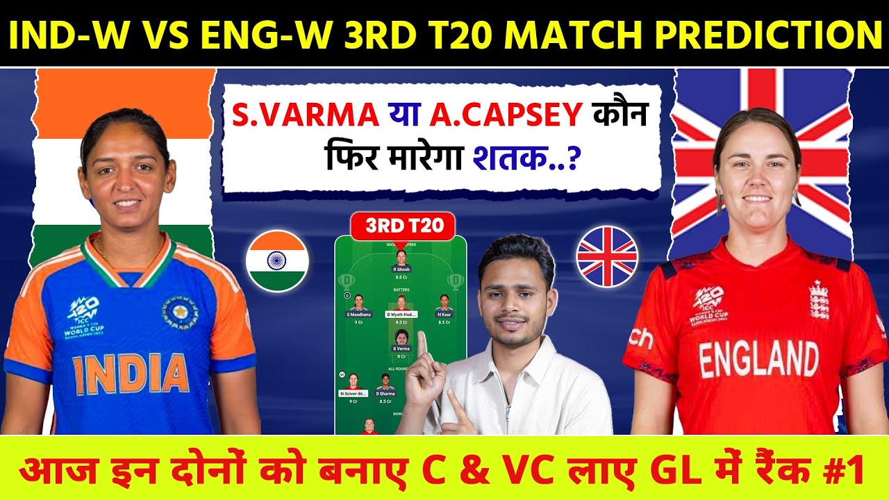IND-W vs ENG-W 3rd T20 Dream11 Prediction | INDW vs ENGW Dream11 Team | Ind-w vs Eng-w Dream11 Team