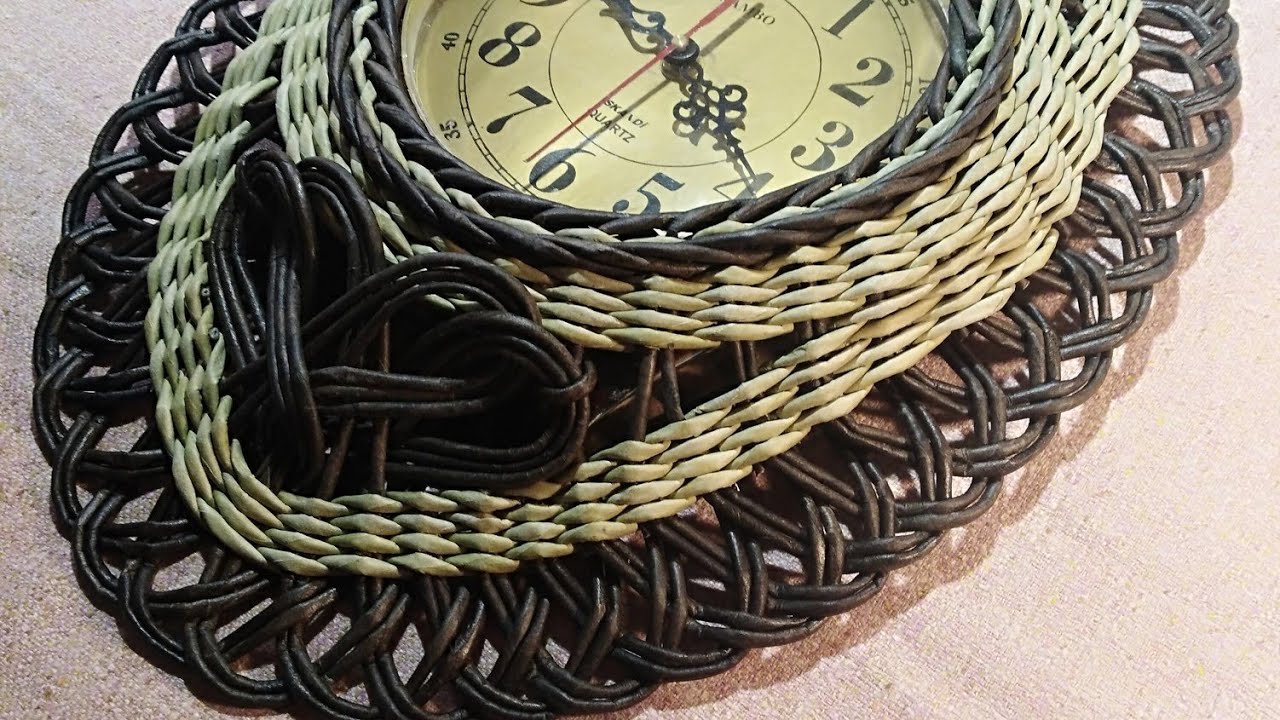 Трубочки часы. Оплетение часов газетными трубочками. Плетеные часы. Часы с плетением тканевым. Часы на плетеном основании.
