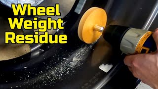 Remove wheel weight sticker residue with this drill attachment.