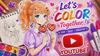 ✨ Coloring a cute cartoon/anime girl with soft aesthetic colors 💖 @MonColor#coloring#animegirl #art  screenshot 3