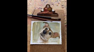 Painting Winston, A Jack Russell, Painting a Dog Portrait, Oil Sketch Pet Portraits