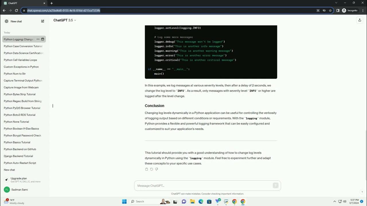 python change log level - YouTube