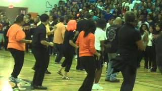teacher's performance at homecumin Pep rally-rhs
