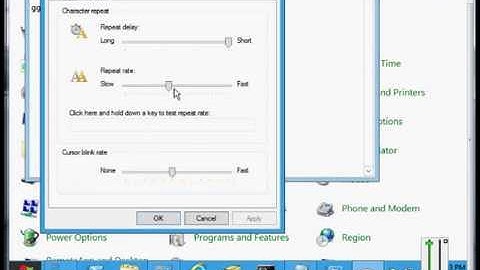 How to change the keyboard properties in Microsoft Windows Server 2012