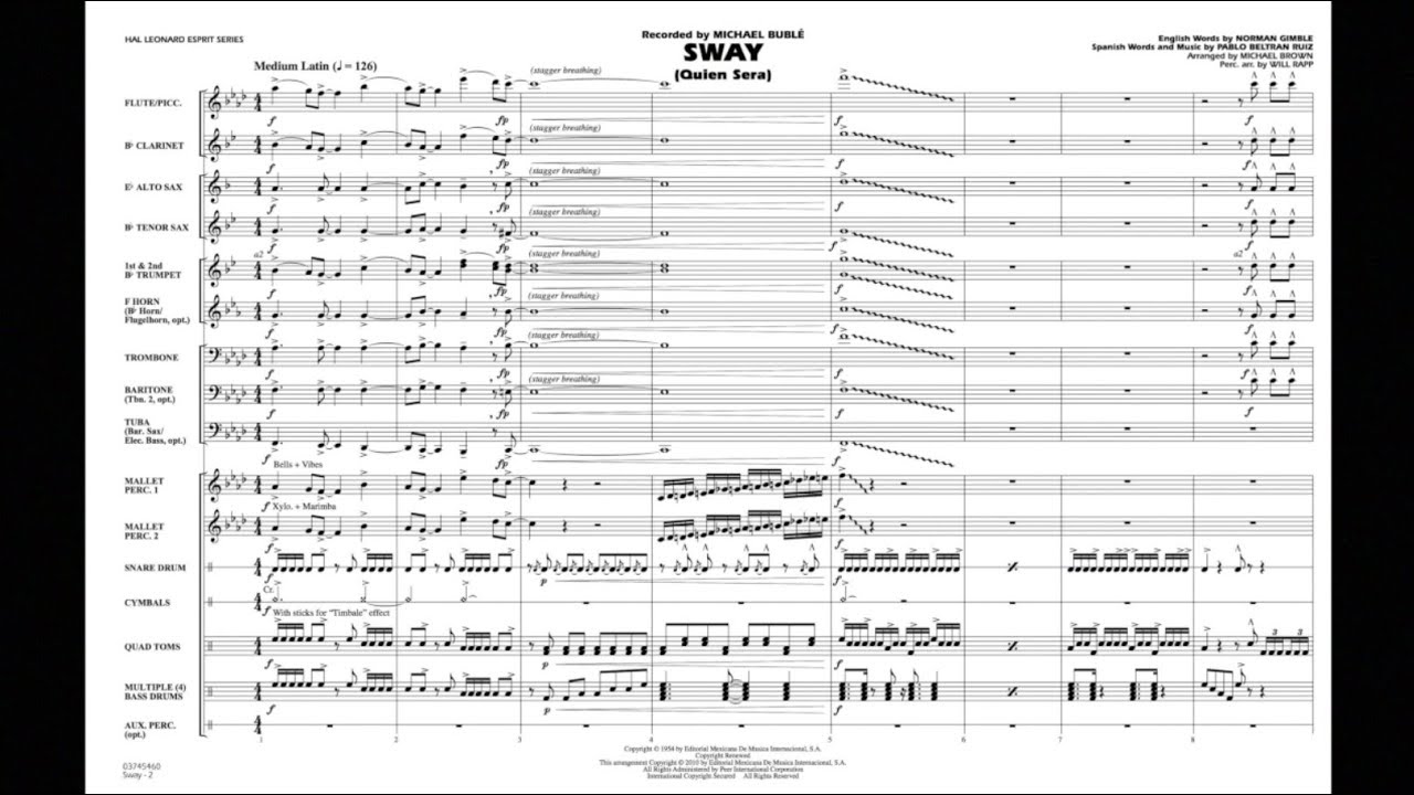 Sway (Quien Será) arranged by Michael Brown