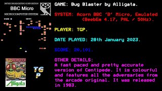 Celebrity Bug Blaster - Alligata - BBC Micro (emulated) - 20,101 points. Profile