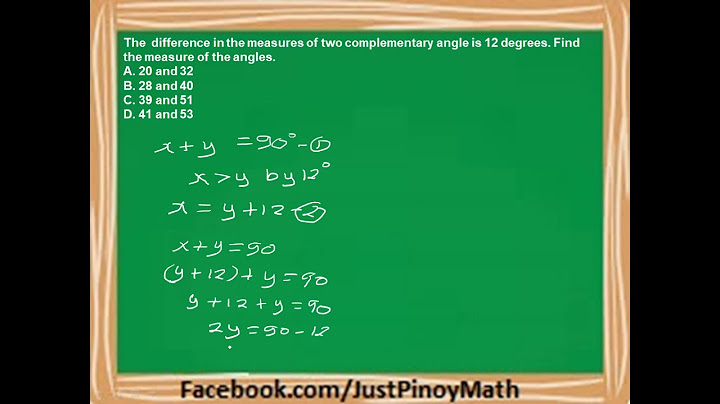 The difference in the measure of two complementary angles is 22 degrees what are the angles