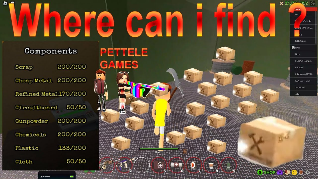 ROBLOX - OHIO - Where can i FIND - Refined metal ?? circuit board ? etc ?????rollie