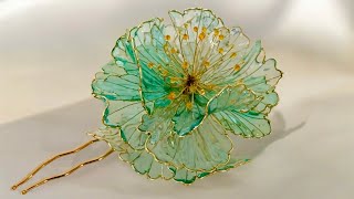 [Wire Flower/Resin Art/Dip Resin] Emerald Resin Flower#diy#resinart #howto #diycrafts #resinflowers Freeform Wire Flower