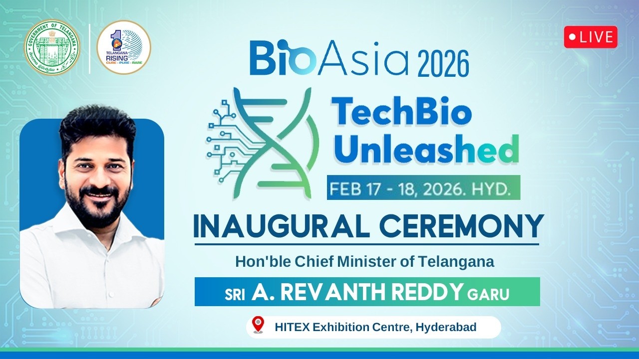 LIVE: CM Revanth Reddy participates in the Inaugural Ceremony of BioAsia 2026 at HITEX, Hyderabad