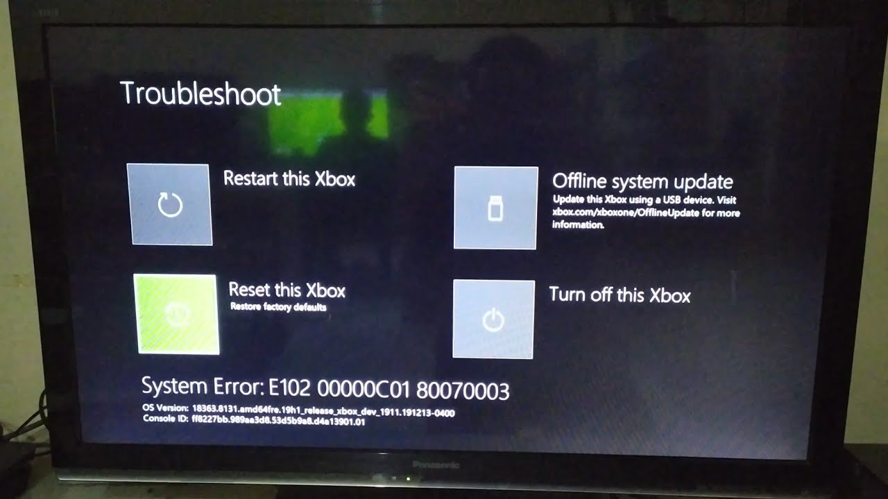 XBOX ONE não entra no sistema, e não restaura as configurações de
