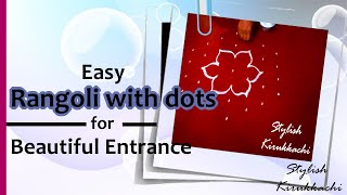 Easy rangoli for beginners| simple rangoli with 7x4 dots | Muggulu for Beginners