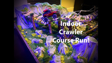 Indoor RC Crawler Course for Axial SCX24 and Traxxas TRX4M Run with Custom Axial SCX24 Bronco.