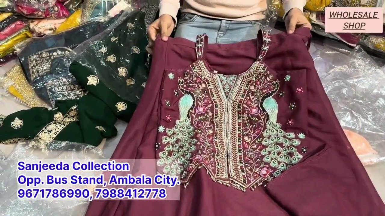 Sabse sasta aur sabse achi dress roman silk suit Vichitra organza Banarasi wholesale shop sanjeeda 