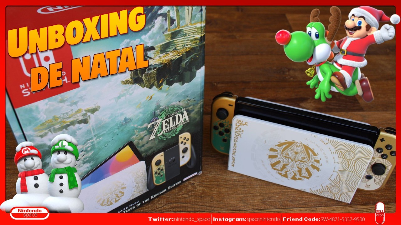 Presente de Natal: Nintendo Switch Oled -The Legend of Zelda Tears of The Kingdom Edition (unboxing)