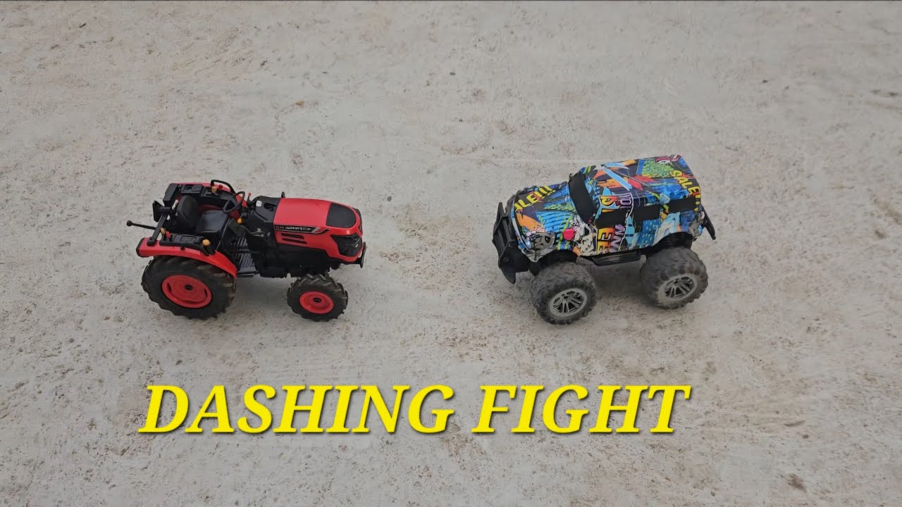 R C Toy TRACTOR VS TOY RC CAR BATTLE