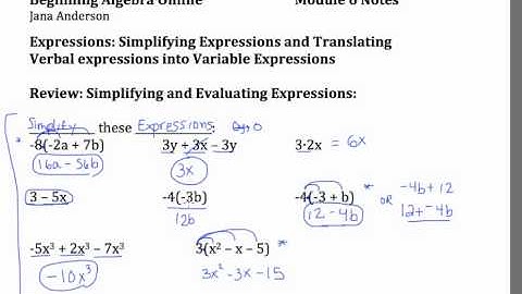 Video Review Simplify and Evaluate Expressions