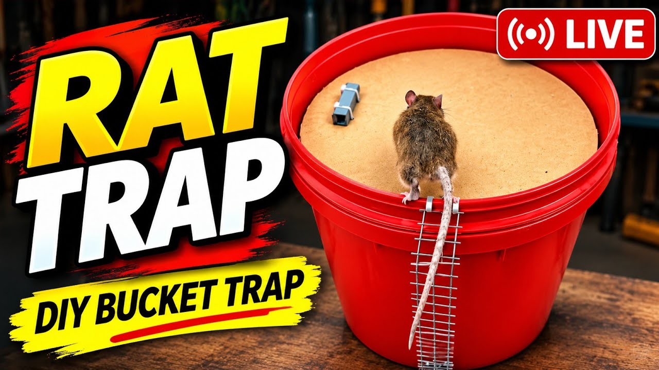 🐀 LIVE RAT TRAP! 😱 DIY Bucket Rat Trap | Watch the Rat Climb 🪣🔴 - YouTube