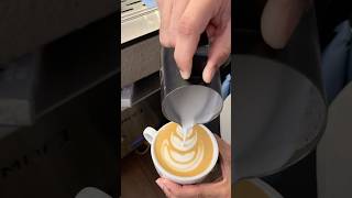 how to make coffee design with milk #barista #baristadaily #latte #latteart #coffeeart #shorts