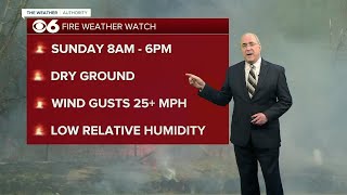 Fire weather watch in effect for most of Virginia on Sunday