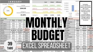 Monthly Budget Spreadsheet (Excel)
