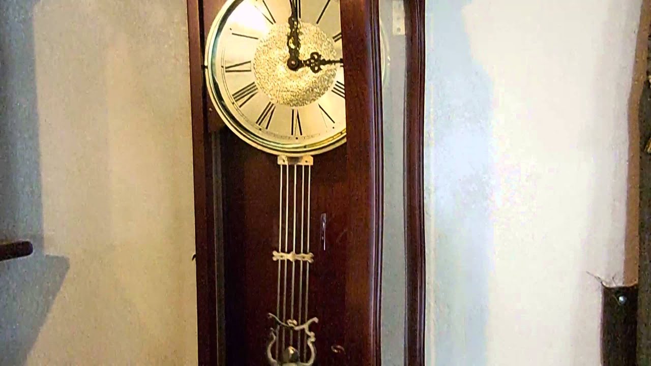 Crown Regency Houlry Quarterly Chime Pendulum Walnut Wood Wall Clock Crown Regency Houlry Quarterly Chime Pendulum Walnut Wood Wall Clock 40 H X 14