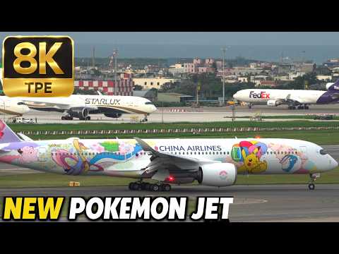 Brand New PIKACHU JET A350 CI2 China Airlines First Commercial Flight Taipei in 8K