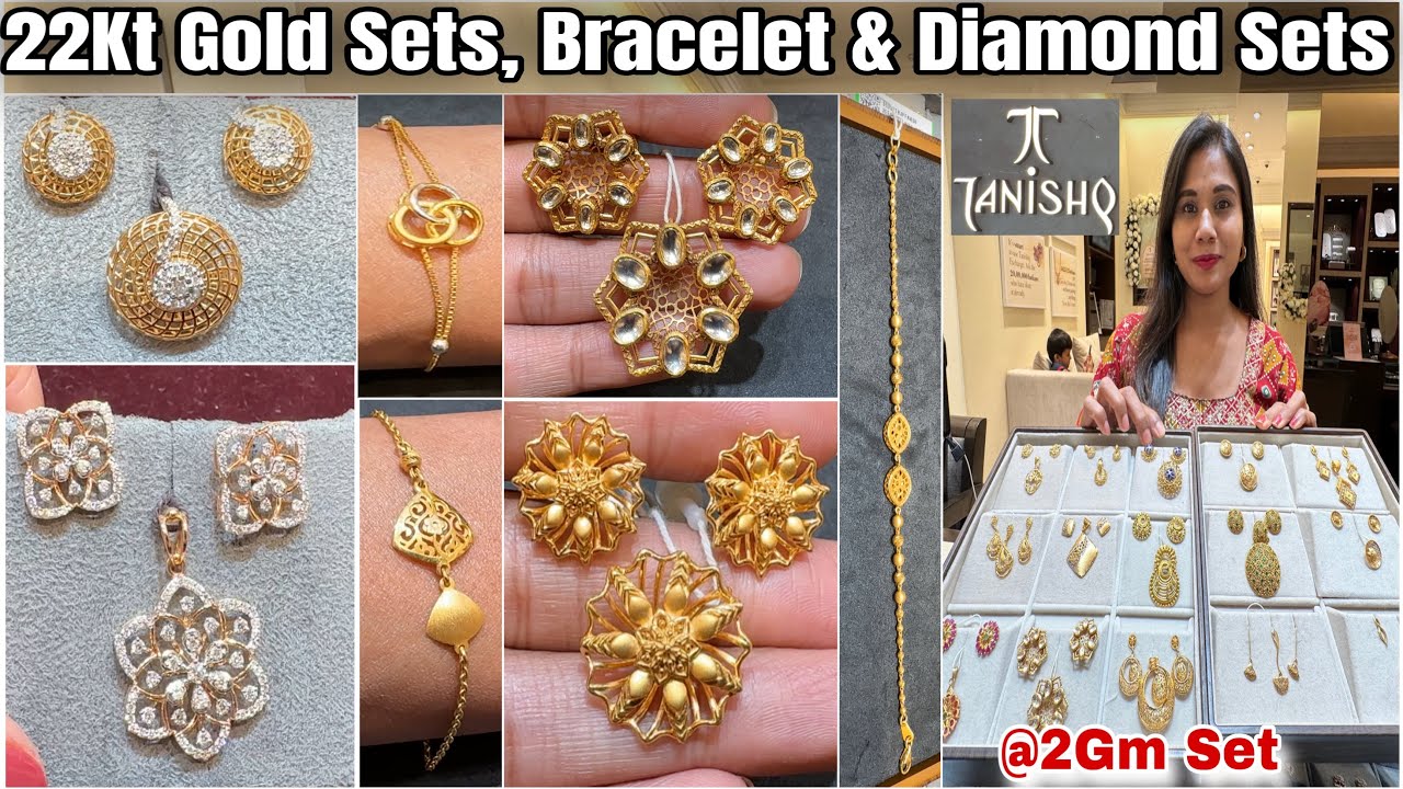 2Gm Set🔥Tanishq HUGE Gold Earrings Pendant Sets| Diamond Pendant Set| Gold Bracelet Designs Tanishq|