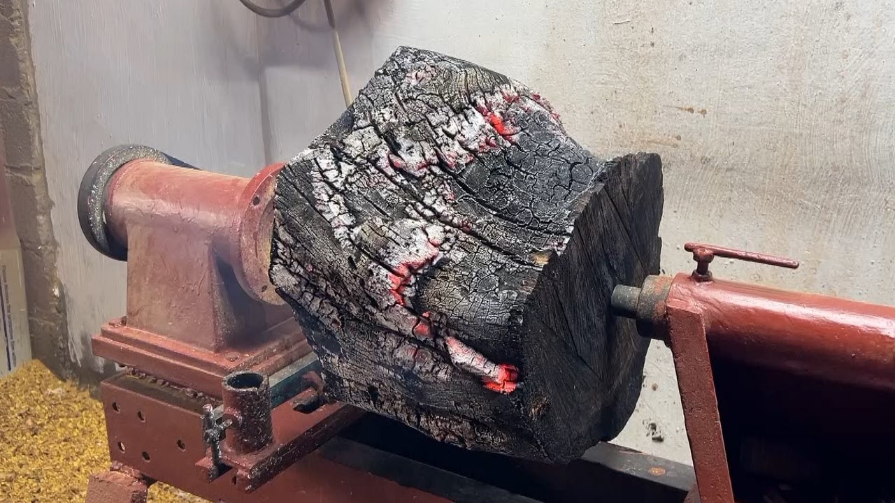 From a Burning Piece of Wood to a Work of art Using a Wood Lathe - YouTube