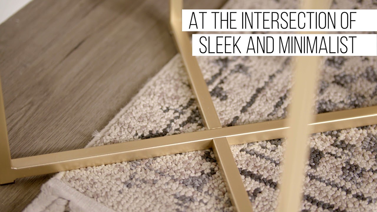 Luxe Modern Glam Square Side Table - Dark Walnut/Gold