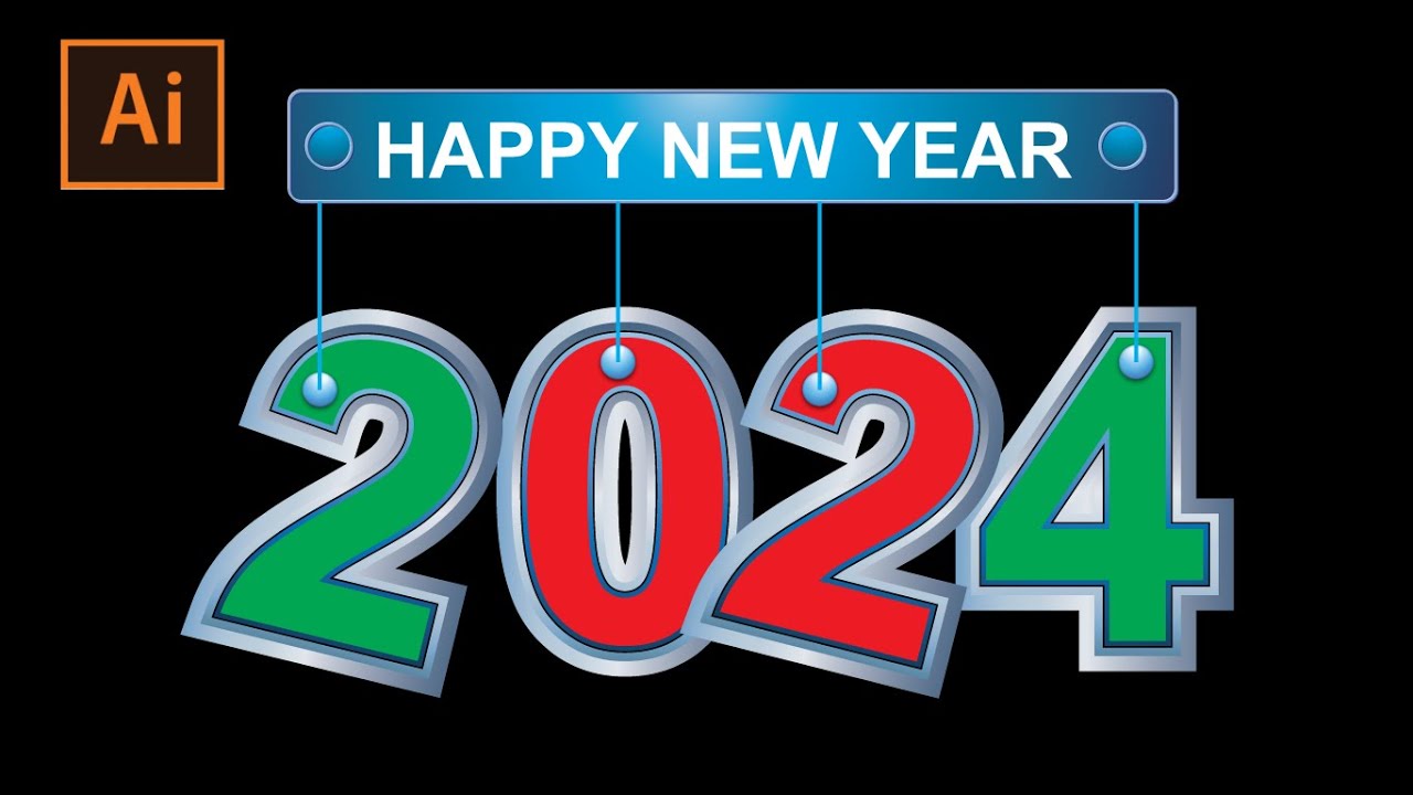 Happy New Year design in Adobe Illustrator 