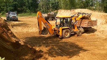 JCB Backhoe Machine Loading  Soil in Dump Truck-JCB 3Dx Super Machine-EarthPlanet-Tata Tipper