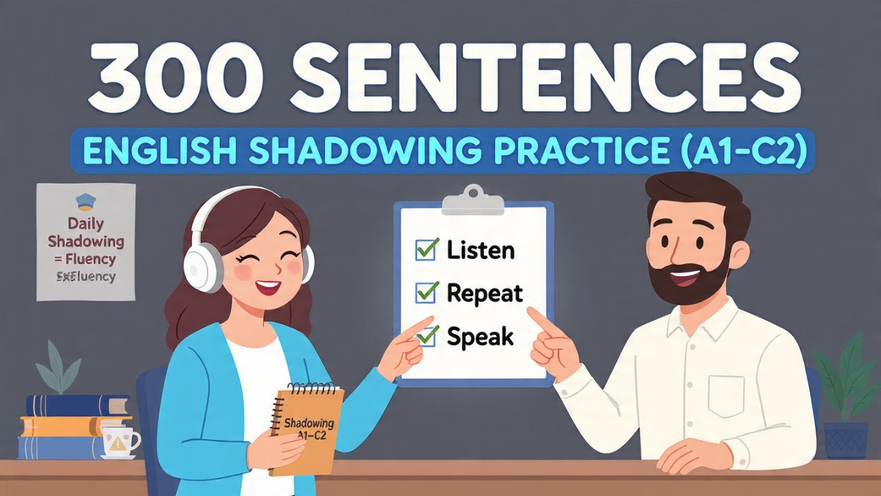 300 Sentences English Shadowing Practice (A1–C2) | English Listening & Shadowing Speaking Practice