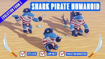 www.Meshtint.com | Shark Pirate Humanoid Cute Series | Unity Game Engine