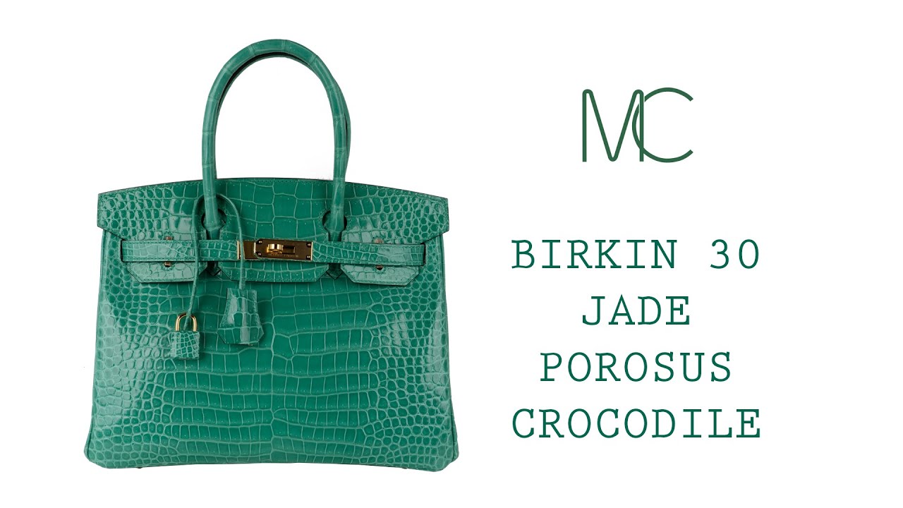 Hermes Birkin 30 Bag Jade Porosus Crocodile Gold Hardware • MIGHTYCHIC • 