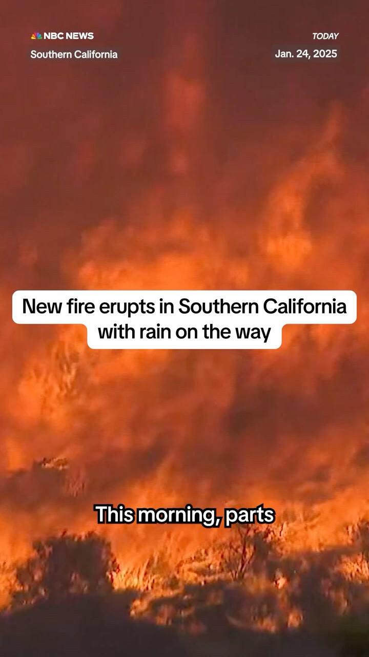 New fire erupts in Southern California with rain on the way