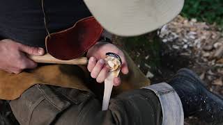 Carving a Canoe Spoon with Axe and Knife