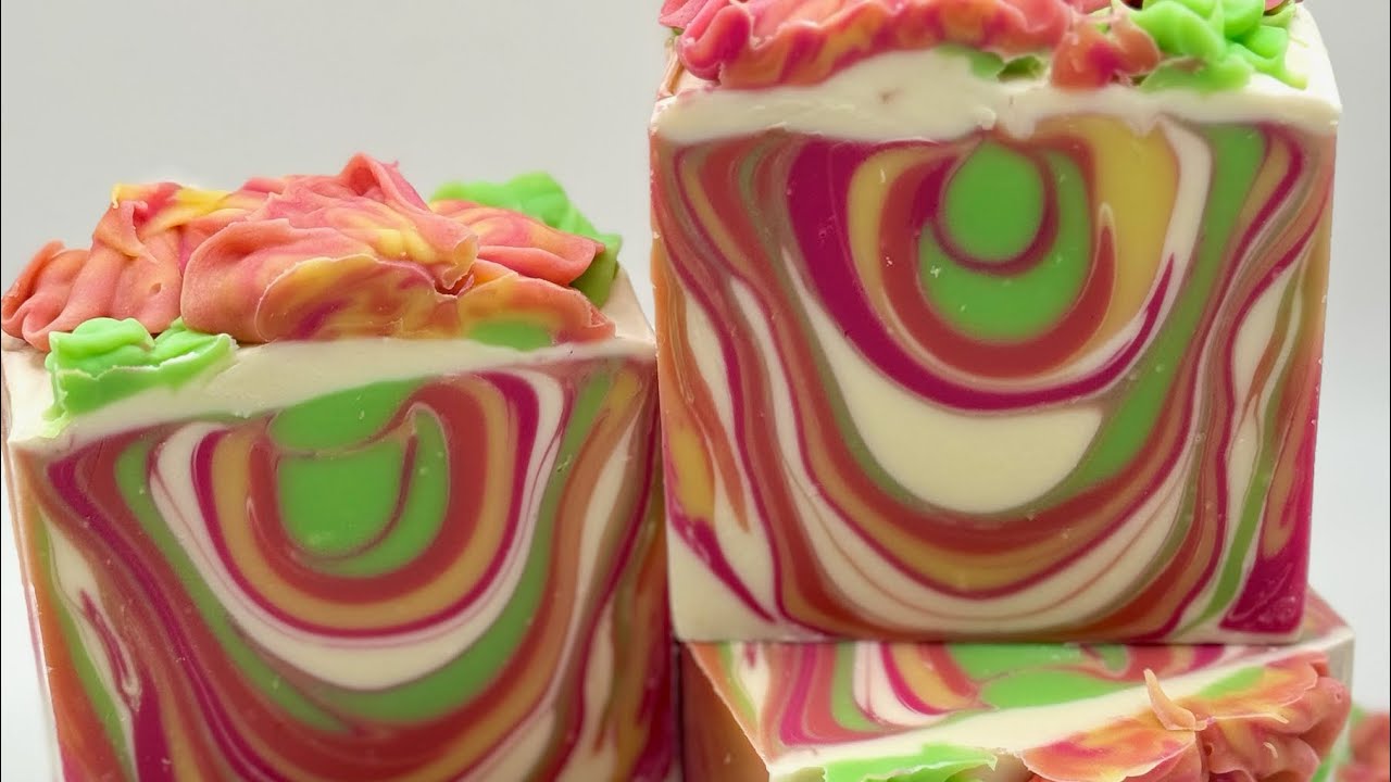 Making and Cutting Tropical Breeze Cold Process Soap - YouTube