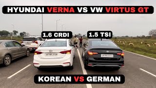 VERNA 1.6D VS VIRTUS GT | DRAG RACE | 1.6 CRDI MT VS 1.5 TSI DSG | KOREAN VS GERMAN | HYUNDAI VS VW|