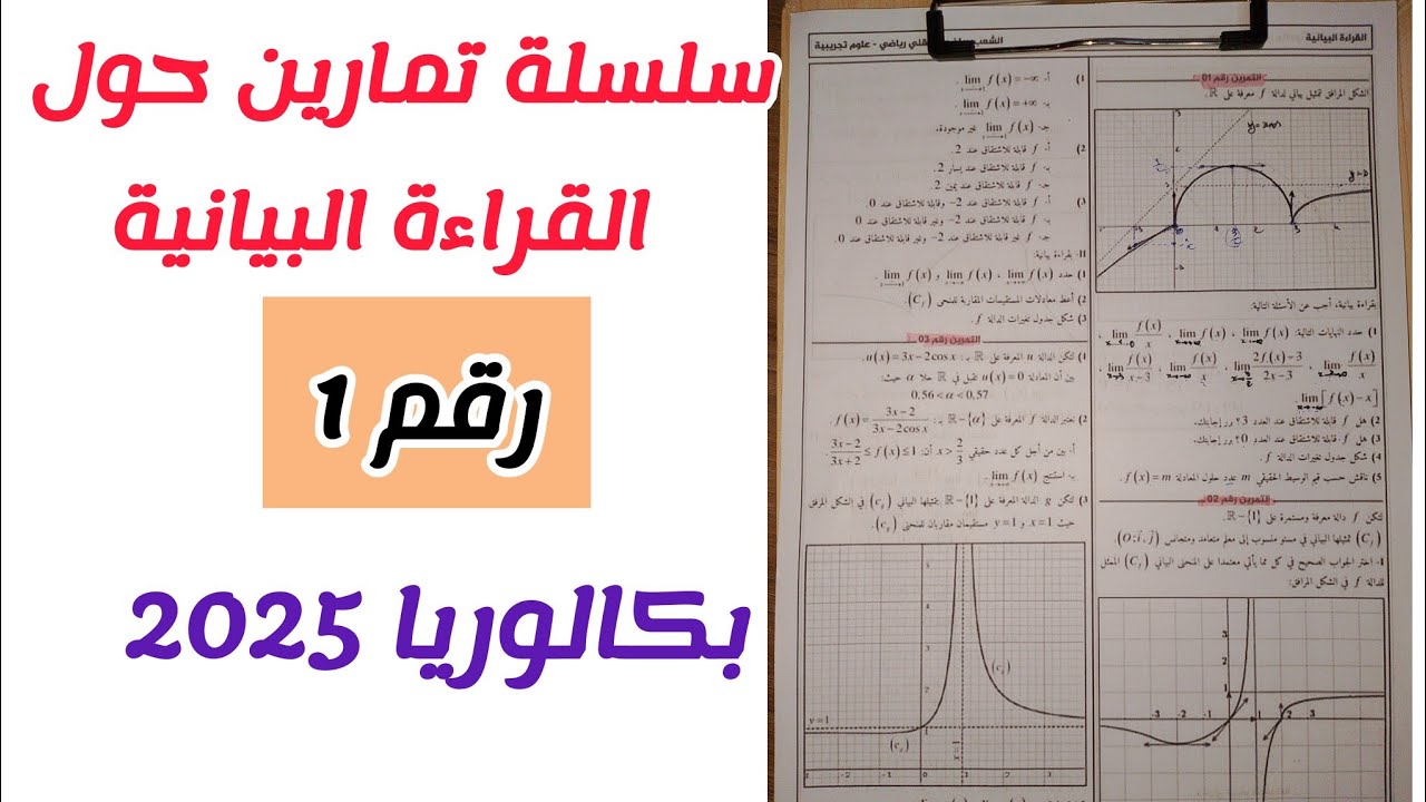 سلسلة تمارين حول القراءة البيانية (رقم1)|| للسنة 3 ثانوي لجميع الشعب العلمية