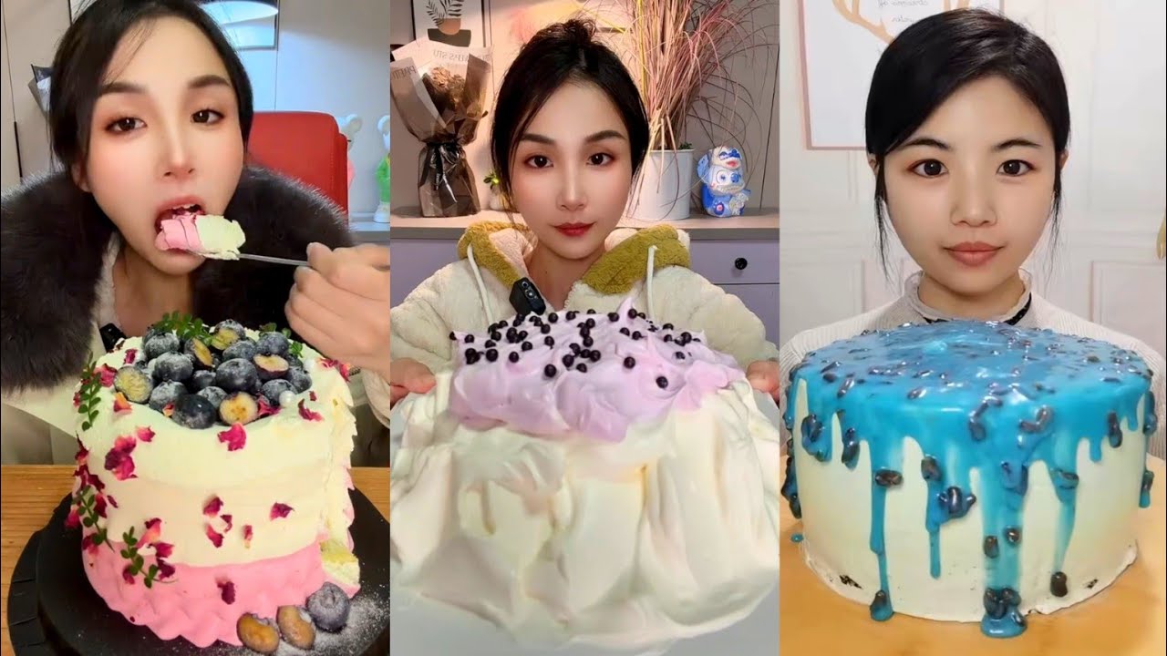 ASMR Creamy LAVA Cake🍰(Whipping Cream)🎂MUKBANG SOUNDS 휘핑크림 케이크 