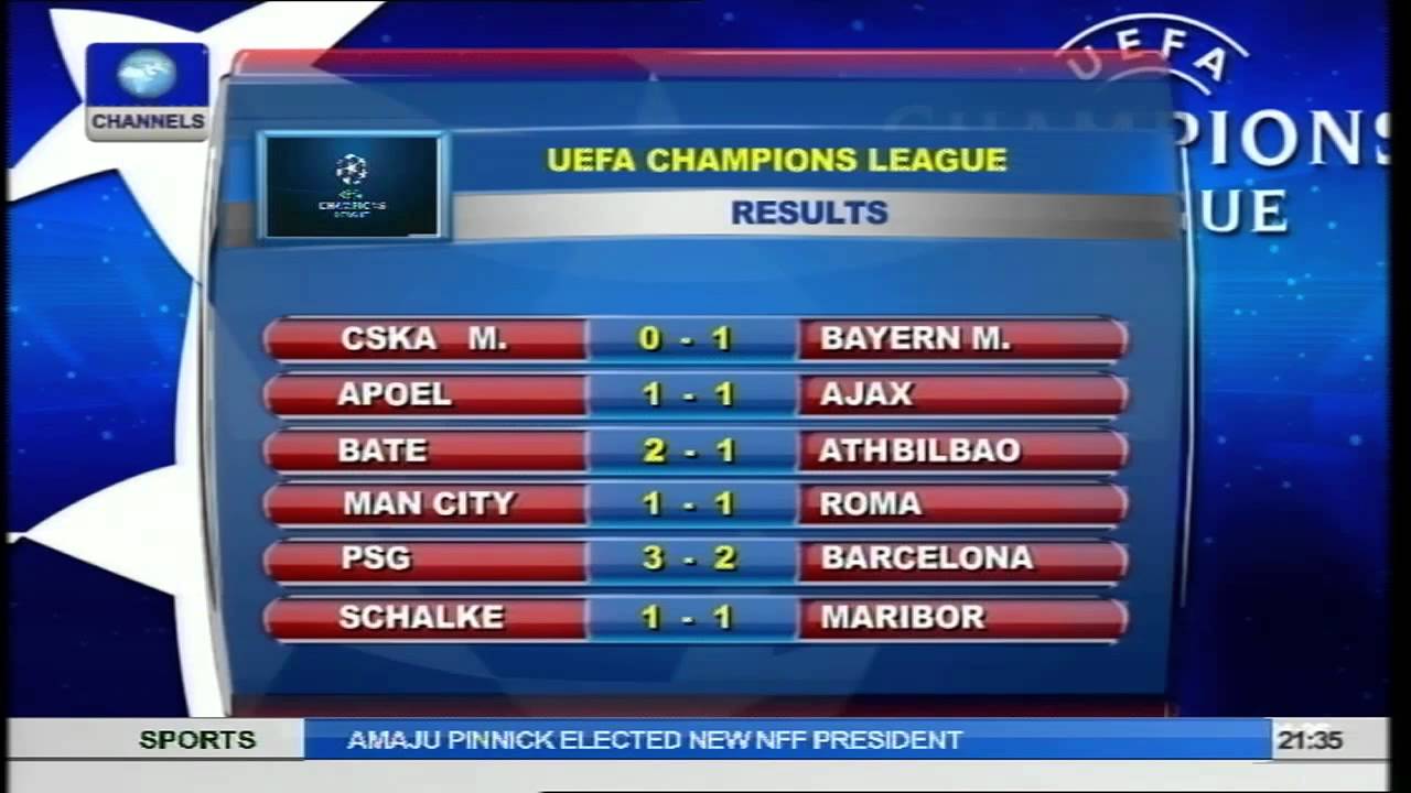 Sports Tonight Champions League Results And Fixtures YouTube