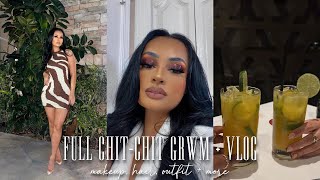 FULL CHIT-CHAT GRWM + DINNER VLOG | Q&A, makeup, hair, outfit + more